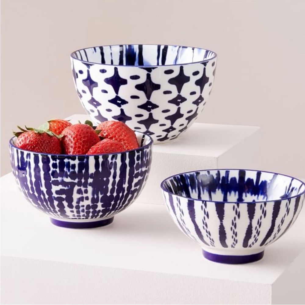 West Elm Blue and White Neating Bowls